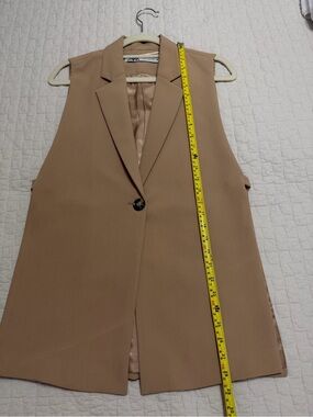 Zara Beige Sleeveless Tailored Vest - Size XS/S